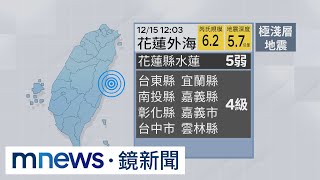 地牛翻身！12:03花蓮6.2地震　最大震度5弱｜#鏡新聞