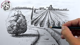 Cómo Dibujar un Paisaje con lápiz paso a paso