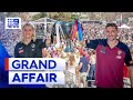 100,000 Collingwood and Lions fans flock to AFL grand final parade | 9 News Australia