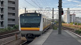 南武線E233系8000番台N28編成　各駅停車立川行きが尻手駅に入線するシーン