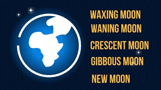 Moon Vocabulary-Waxing Moon-Waning Moon-Crescent and Gibbous Moon-New Moon