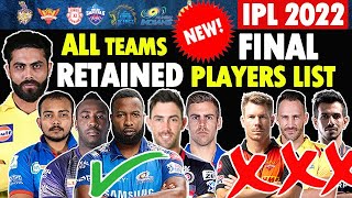 IPL 2022 Retained Players Final List of all IPL Teams | CSK MI RCB KKR DC PBKS SRH RR