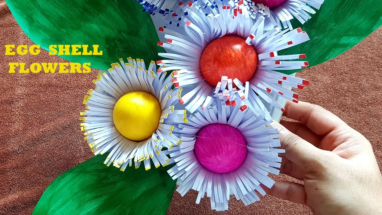 Easy Egg Shell Craft Eggshell Flowers Paper Flowers Youtube