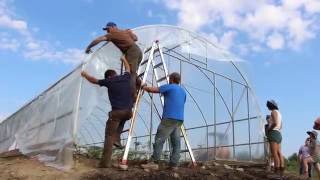 High tunnel plastic installation in 60 seconds