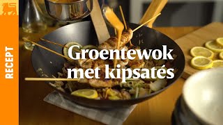 Groentewok met kipsatés