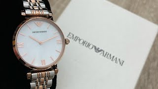 Emporio Armani Two-Tone Rose Gold Silver Ladies Watch AR1683 (Unboxing) @UnboxWa