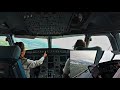 Airbus A320 Landing In Crosswind And Turbulence | Girl Pilot Landing in BRU RWY 25L Cockpit View