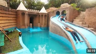 My summer Holiday 155 Days Building 1M Dollars Water slide park into underground swimming pool House