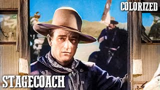 Stagecoach | COLORIZED WESTERN | John Wayne | Oscar Winning Film | Drama