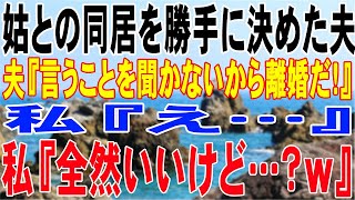 【LINE】姑との同居を勝手に決めた夫夫『言うことを聞かないから離婚だ！』私『え…』私『全然いいけど…？ｗ』