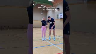 Volleyball beginner learns how to pass