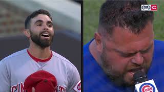 Cincinnati Reds SS Jose Peraza continues to belt out national anthem in latest game in Chicago