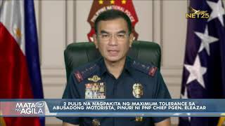 2 pulis na nagpakita ng maximum tolerance sa pagwawala ng 1 motorista, pinuri ni PNP chief Eleazar