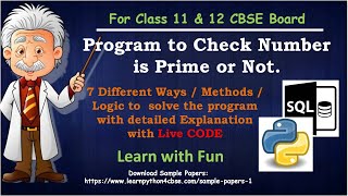 Class 11 Computer Science | Python Program to Check Prime Number