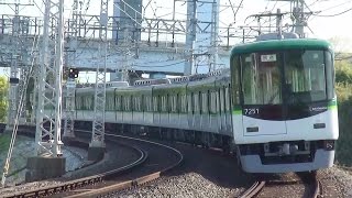 京阪本線淀～八幡市間を走行する7200系7201F7両編成の回送電車