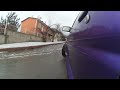 Purple Ae86 drift on street.