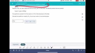 ALEKS: Calculating an equilibrium composition from an equilibrium constant