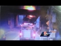 Uncut: Truck catches fire after crashing into bridge