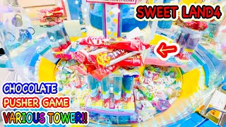 【SWEET LAND4】Chocolate Tower Pusher Sweet Land Challenge at JAPAN 色々なチョコタワー崩壊！！ スイートランド4