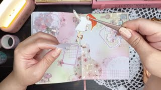 ASMR | Cherry Blossom Theme 🌸 | Scrapbook Journal With Me | No Music