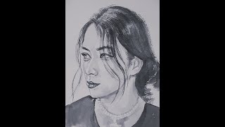 N254 每日水墨人物素描 美女 Daily Water-ink Portrait Sketch Beautiful Girl 수묵 인물 스케치 水墨画の人物スケッチ