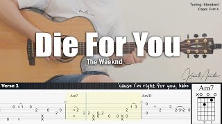 Die For You - The Weeknd | Fingerstyle Guitar | TAB + Chords + Lyrics