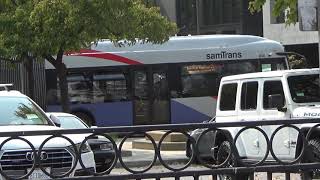 SamTrans 2019 New Flyer XD60 #846 on Route 296 to Bayshore/Donohone at Menlo Park Caltrain Station