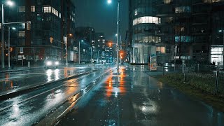 【4K HDR】Rain at Night in Olympic Village, Vancouver - Binaural