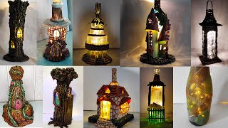 10 Bottle Art ideas. DIY Fairy House Lamp