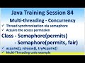 Java Training Session 84 Multi-threading - Concurrency Thread synchronization via Semaphore permits