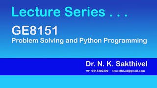 Dr. N. K. Sakthivel | Python Programming | Tower of Hanoi Demonstrated