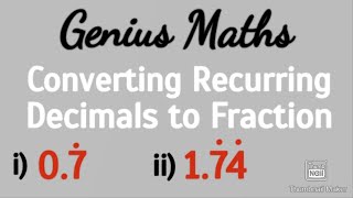 Genius Math | Converting Recurring Decimals to Fraction | Urdu