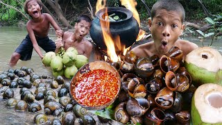 Primitive Technology Kmeng Prey Cooking Snails With Coconut