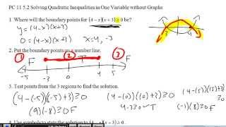 PC 11 5.2 Solving Quadratic Inequalities in One Variable without Graphs