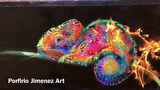 Camaleón Chameleon Spray paint Neon colors