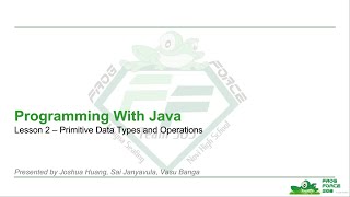 Programming With Java | Lesson 2 - Primitive Types/Variables