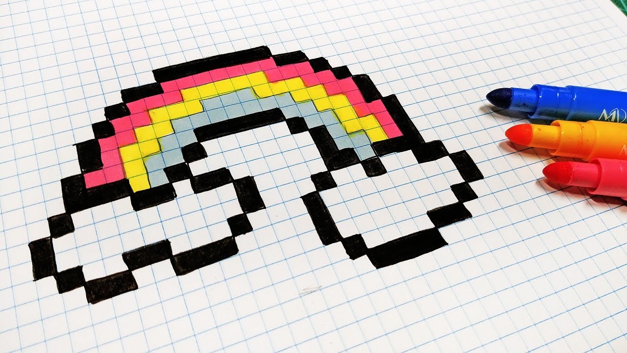 Handmade Pixel Art - How To Draw A Rainbow #pixelart - YouTube