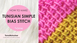 Tunisian Simple BIAS STITCH I step by step tutorial I beginner