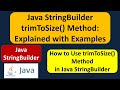 Java StringBuilder trimToSize() Method: Explained with Examples | Java Tutorial