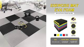 Puzzle Exercise Mat ½”, EVA Foam Interlocking Tiles Protective Flooring for Gym Equipment a
