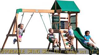 Backyard Discovery Buckley Hill Wooden Swing Set, Made for Small Yards and Younger Children, Two Be