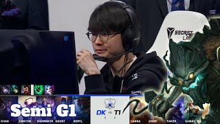 DK vs T1 - Game 1 | Semi Finals S11 LoL Worlds 2021 | T1 vs DAMWON Kia - G1 full game