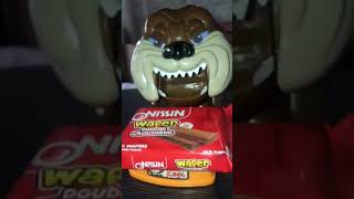 nissin wafer double chocolate #asmr #trending #satisfying #shortviral #hungrydog