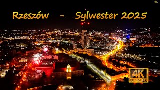 Rzeszów - sylwestrowe fajerwerki 2024/2025 z perspektywy drona 4K