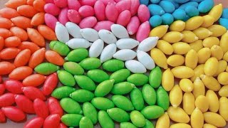 Satisfying ASMR l Magic  Rainbow Kinetic Sand M&M's & Skittles Candy Mixing Cutting  #8