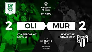 17.krog: Olimpija - Mura 2:2 ; Prva liga Telekom Slovenije 2018/2019