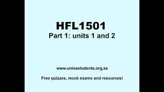 HFL1501 Discussion (part 1: units 1 and 2)