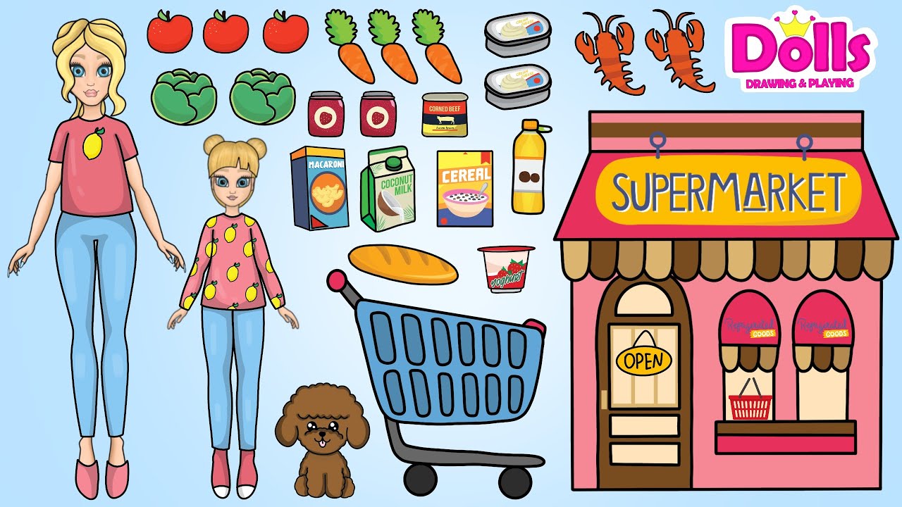 Paper Dolls Supermarket DIY - YouTube