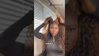 Hat wig Only takes 3s to install😍#ashimaryhair#wigs#shorts #gluelesswig#style#ashimaryinvisistrapwig