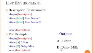 List Environment in LaTeX